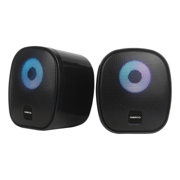 USB Skaļruņi ar RGB aizmugurējais apgaismojums 2x3W/5V melna