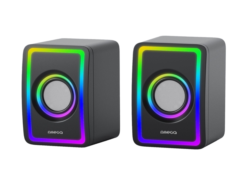 USB Skaļruņi ar RGB aizmugurējais apgaismojums 2x3W/5V melna