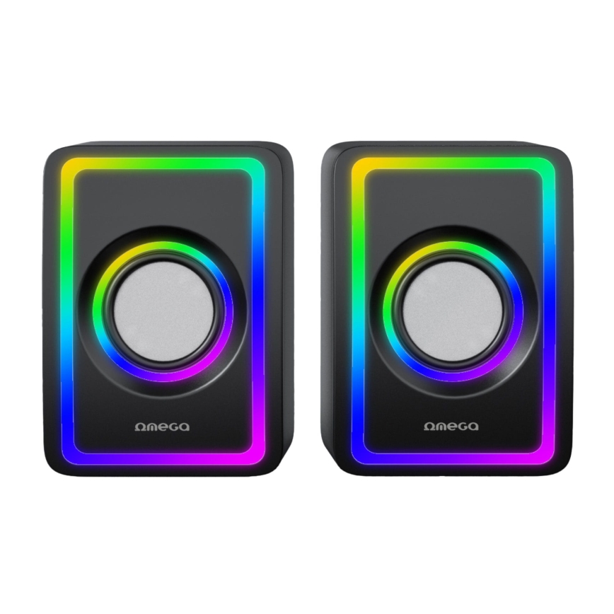 USB Skaļruņi ar RGB aizmugurējais apgaismojums 2x3W/5V melna