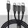 USB vads Lightning / MicroUSB / USB-C 1m melns