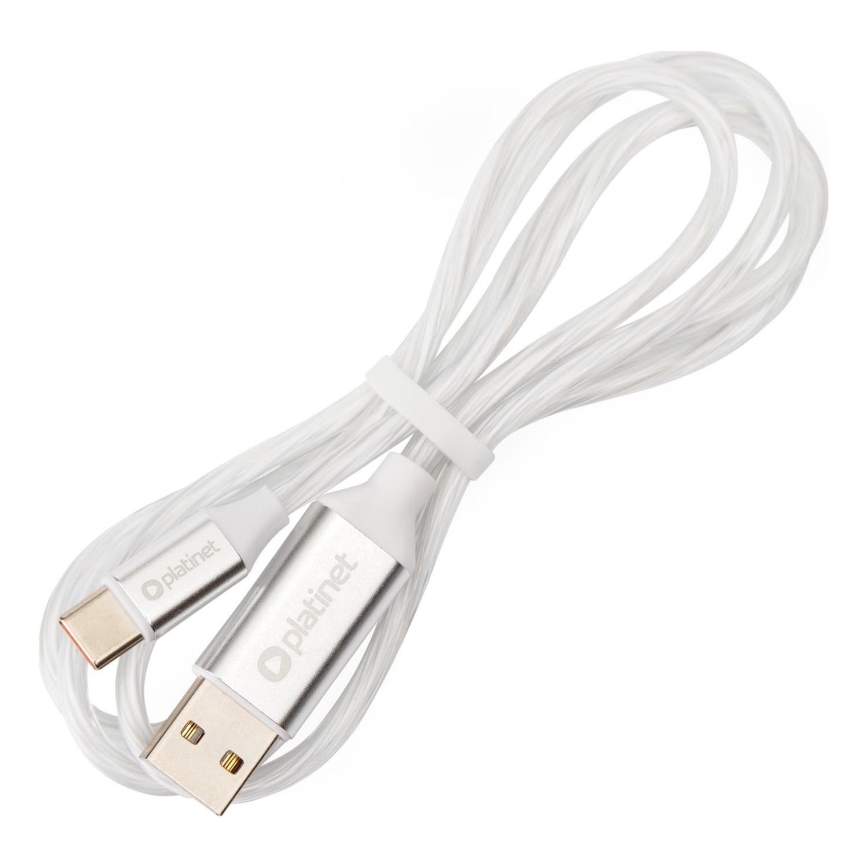 USB vads USB-A / USB-C savienotājs ar LED aizmugurējais apgaismojums 18W 1m balta