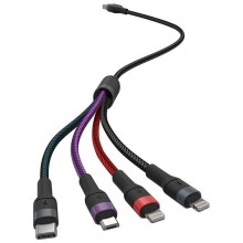 USB vads USB-A / USB Lightning  / MicroUSB / USB-C 1,2m daudzkrāsains
