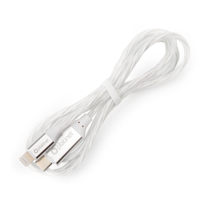 USB vads USB-C / Lightning savienotājs ar LED aizmugurējais apgaismojums 27W 1m balta