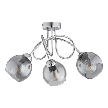 Uz virsmas montējama griestu lampa ARMA 3xE27/15W/230V, spīdīgs hroms/melna/dūmaina