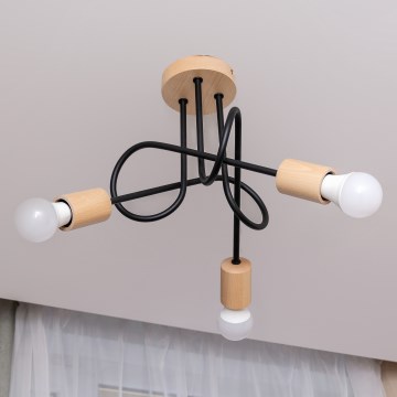Uz virsmas montējamā griestu lampa OXFORD, 3xE27/15W/230V, priede/melna