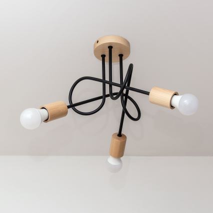 Uz virsmas montējamā griestu lampa OXFORD, 3xE27/15W/230V, priede/melna