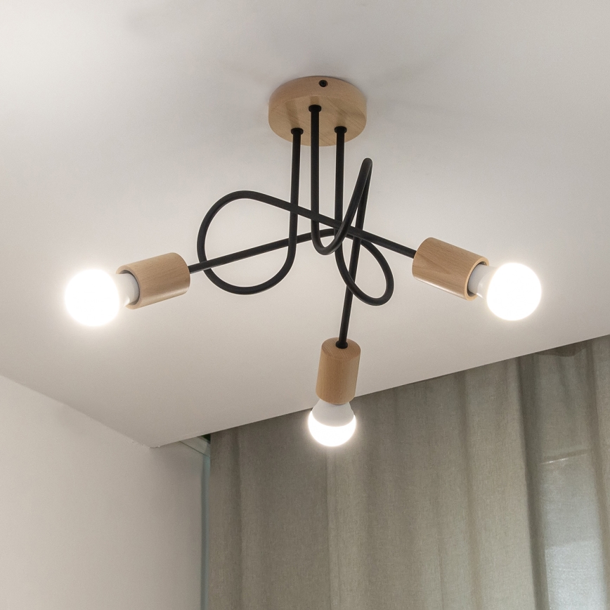 Uz virsmas montējamā griestu lampa OXFORD, 3xE27/15W/230V, priede/melna