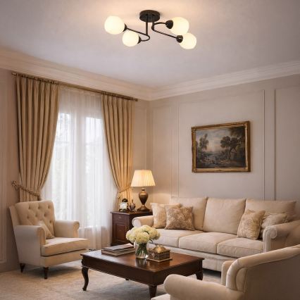 Uz virsmas montējamā griestu lustra KING, 4xE27/15W/230V, melna