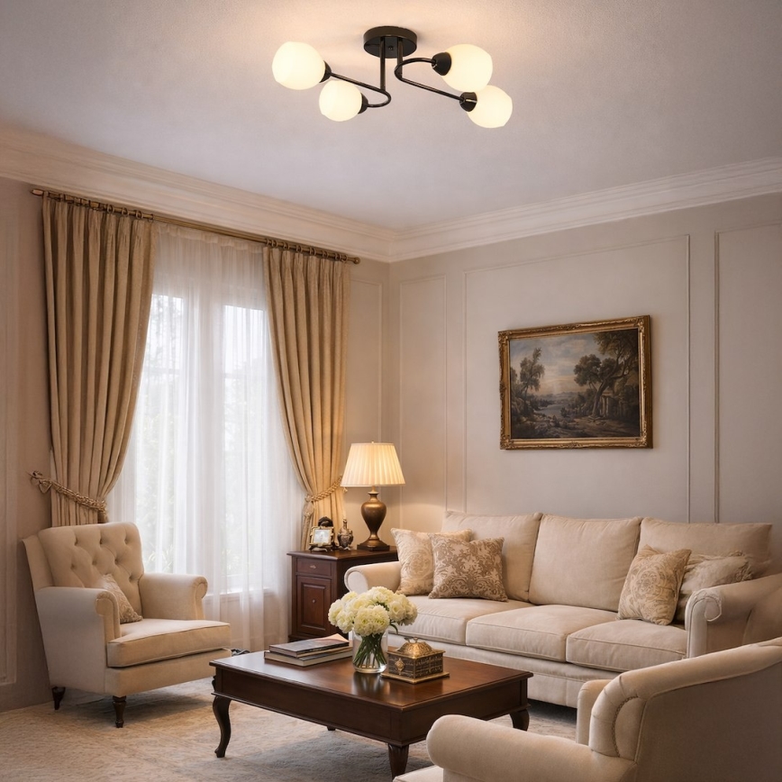 Uz virsmas montējamā griestu lustra KING, 4xE27/15W/230V, melna