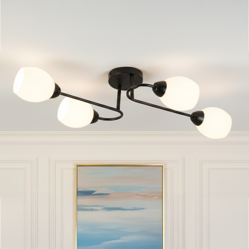 Uz virsmas montējamā griestu lustra KING, 4xE27/15W/230V, melna