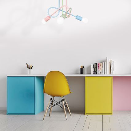 Uz virsmas piestiprināma griestu lampa OXFORD 3xE27/15W/230V zaļa/rozā/zila