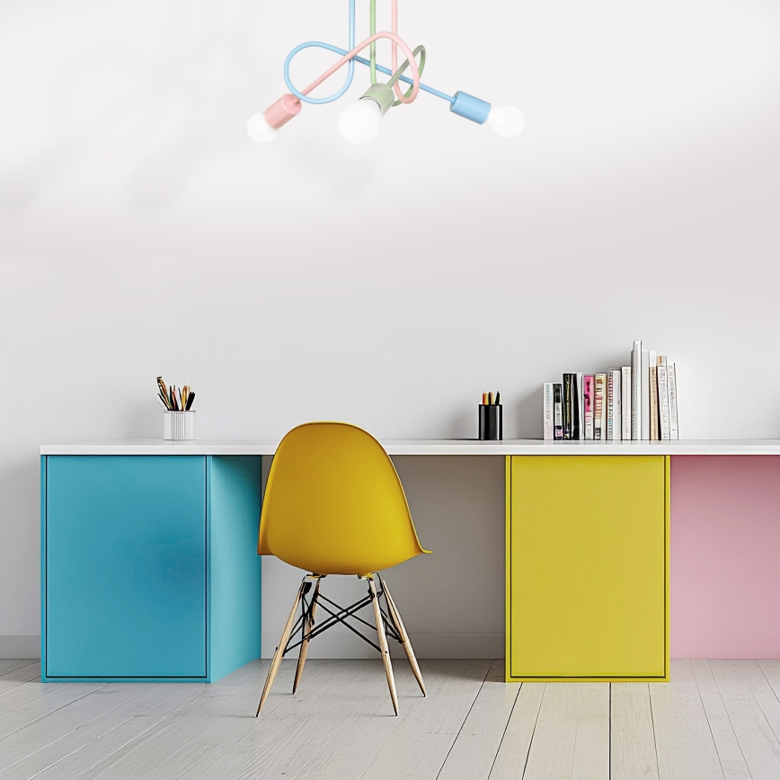 Uz virsmas piestiprināma griestu lampa OXFORD 3xE27/15W/230V zaļa/rozā/zila