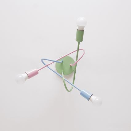 Uz virsmas piestiprināma griestu lampa OXFORD 3xE27/15W/230V zaļa/rozā/zila