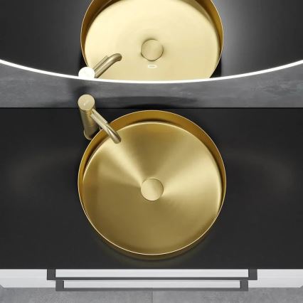 Uz virsmas uzstādāma izlietne LJORDAL Ø 40 cm, tērauds/misiņš