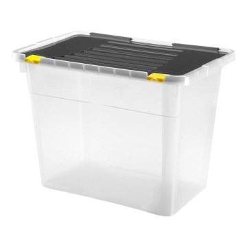 Uzglabāšanas kaste 100 l melna/caurspīdīga
