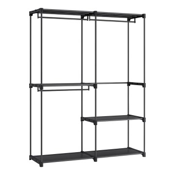 Uzglabāšanas skapis ar plauktiem un drēbju stieni MATIS 138x182 cm melns