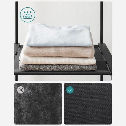 Uzglabāšanas skapis ar plauktiem un drēbju stieni MATIS 138x182 cm melns