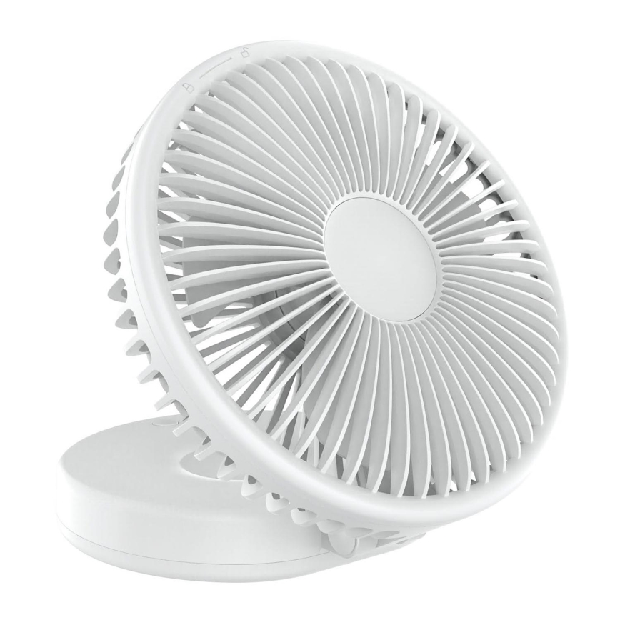 Uzlādējama galds ventilators 10W/5V 2400 mAh balta