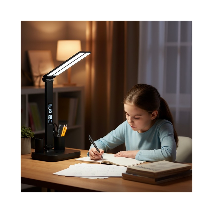 Regulējama LED uzlādējama galda lampa NOBLITE P LED/5W/5V 3000/4000/6000K 2200 mAh melna