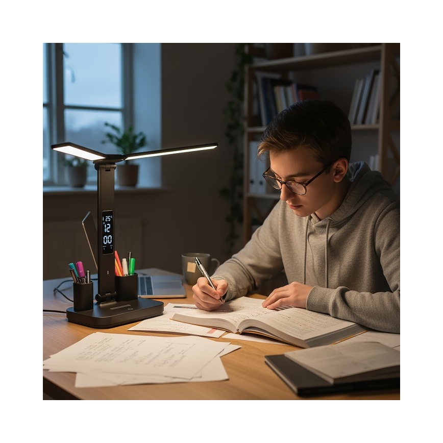 Regulējama LED uzlādējama galda lampa NOBLITE P LED/5W/5V 3000/4000/6000K 2200 mAh melna