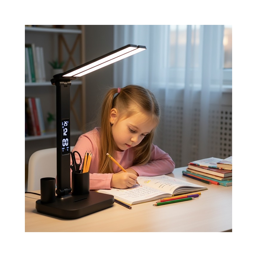 Regulējama LED uzlādējama galda lampa NOBLITE P LED/5W/5V 3000/4000/6000K 2200 mAh melna