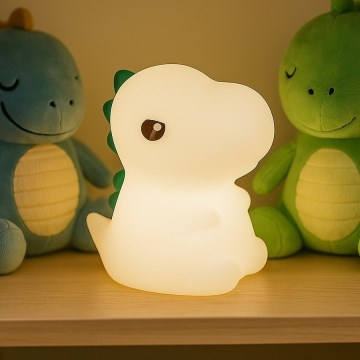 Uzlādējama, skārienjūtīga LED RGBW bērnu naktslampa ar regulējamu spilgtumu DINO LED/1W/5V 1200 mAh