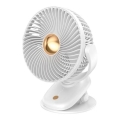 Uzlādējamais galda ventilators ar skavu 5W/5V 1200 mAh balts