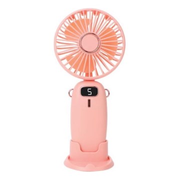 Uzlādējamais kabatas ventilators 3W/5V 1200 mAh rozā