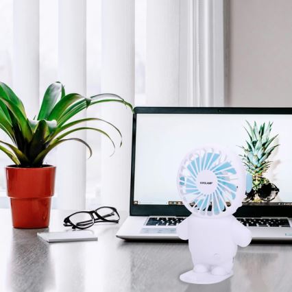 Uzlādējamais kabatas ventilators 4,5W/5V 500 mAh balts/zils
