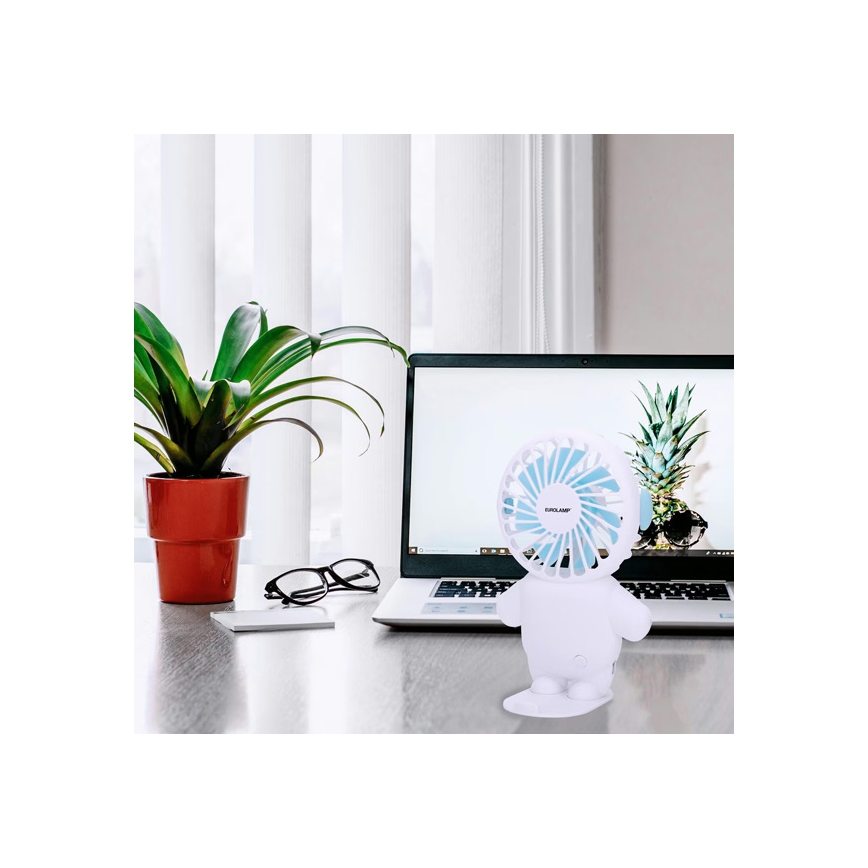 Uzlādējamais kabatas ventilators 4,5W/5V 500 mAh balts/zils