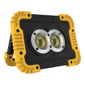 Uzlādējamais LED reflektors ar powerbankas funkciju LED/20W/5V 4400 mAh IP44 melna/dzeltena
