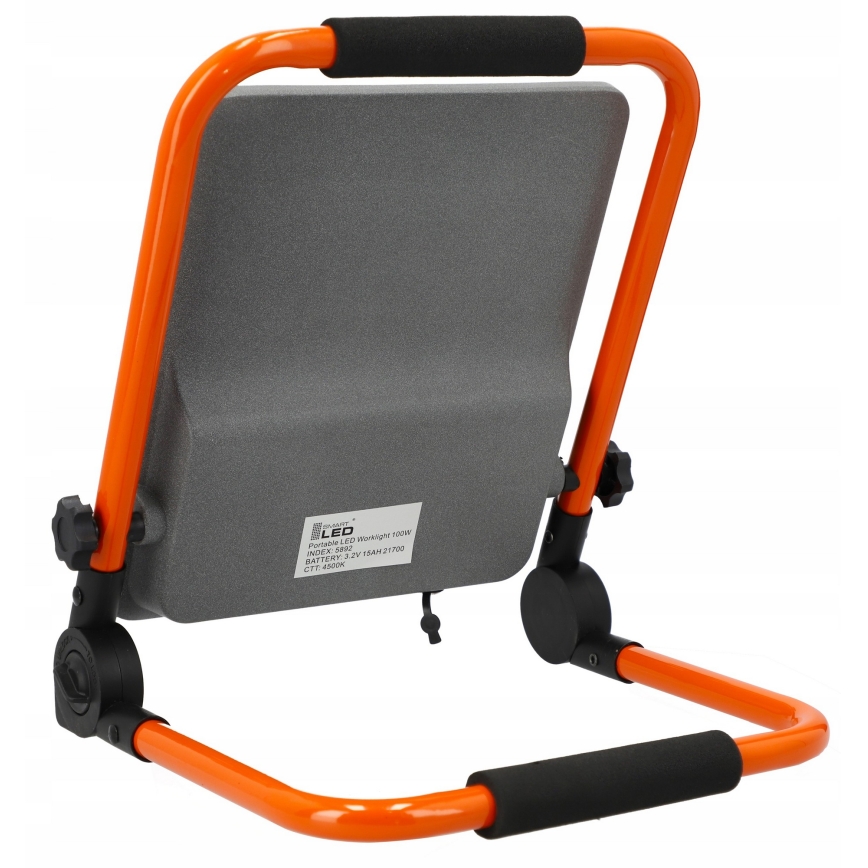 Uzlādējamais LED reflektors ar statīvu LED/100W/3,2V 4500K 15000 mAh IP65 oranža