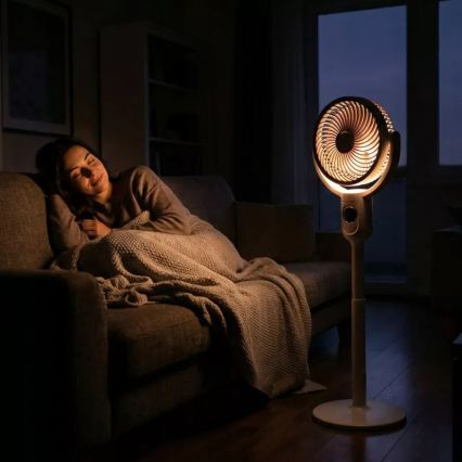 LED uzlādējams ventilators uz statīva ar LED apgaismojumu LED/4,8W/5V USB 7200 mAh balts + tālvadības pults