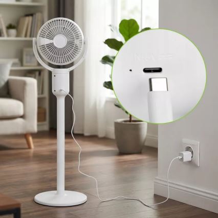 LED uzlādējams ventilators uz statīva ar LED apgaismojumu LED/4,8W/5V USB 7200 mAh balts + tālvadības pults