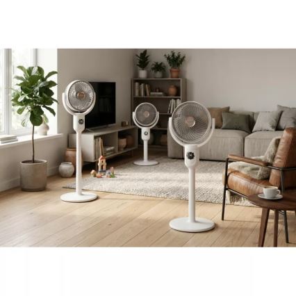 LED uzlādējams ventilators uz statīva ar LED apgaismojumu LED/4,8W/5V USB 7200 mAh balts + tālvadības pults