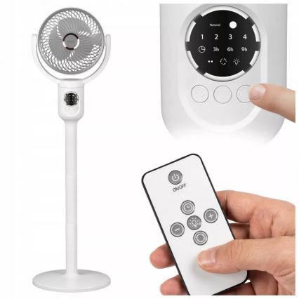 LED uzlādējams ventilators uz statīva ar LED apgaismojumu LED/4,8W/5V USB 7200 mAh balts + tālvadības pults