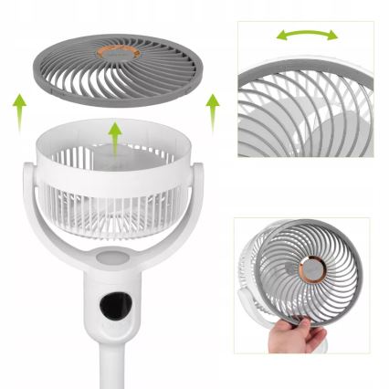 LED uzlādējams ventilators uz statīva ar LED apgaismojumu LED/4,8W/5V USB 7200 mAh balts + tālvadības pults