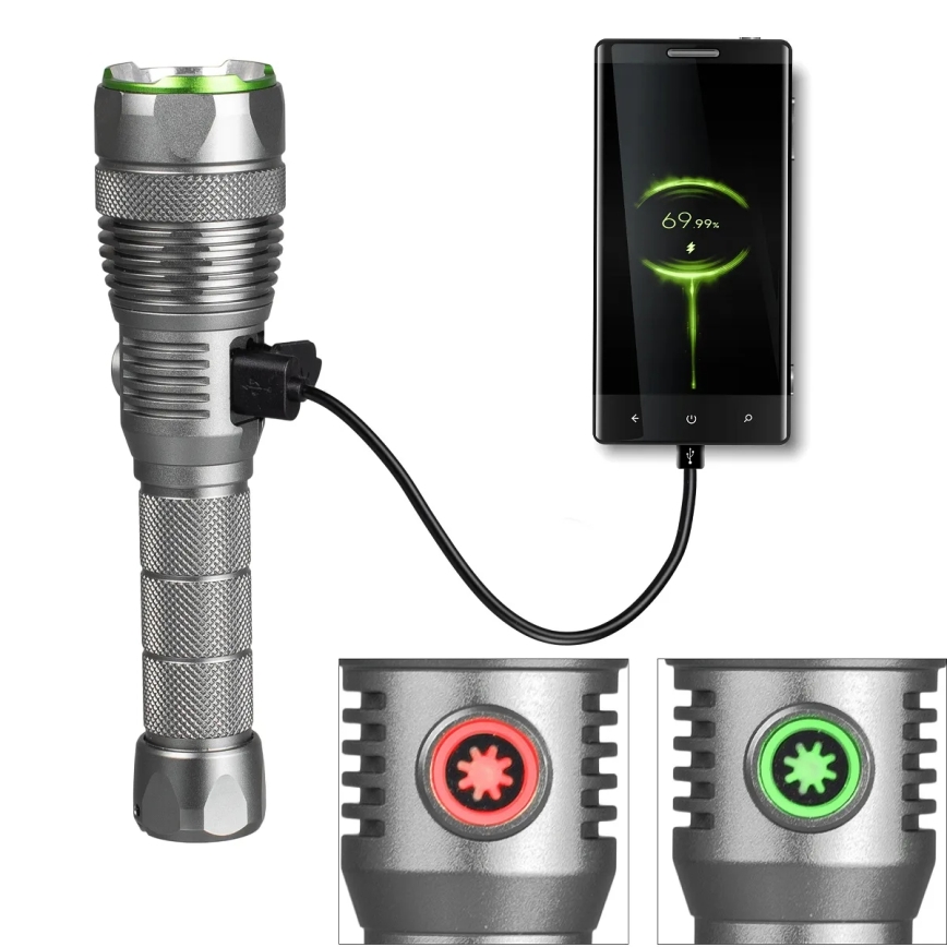 LED uzlādējamais lukturis ar regulējamu spilgtumu un powerbankas funkciju LED/30W/5V IPX7 3000 lm 4000 mAh