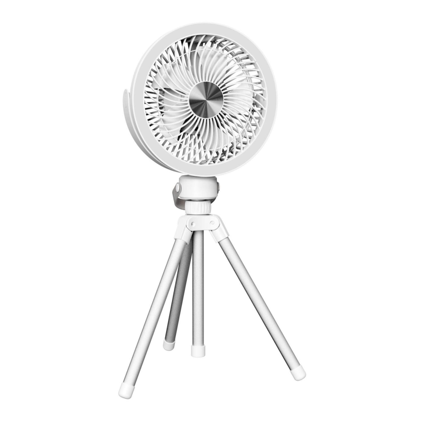 Uzlādējams galda ventilators ar LED apgaismojumu 8W/3,7V 2400 mAh balta