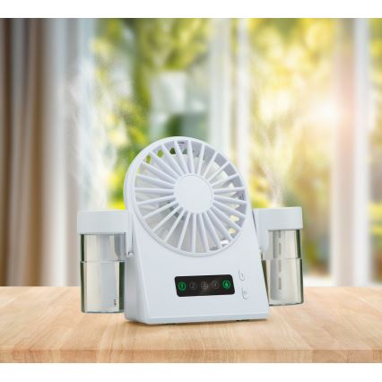 Uzlādējams galda ventilators ar miglas efektu 3,7V 1200 mAh