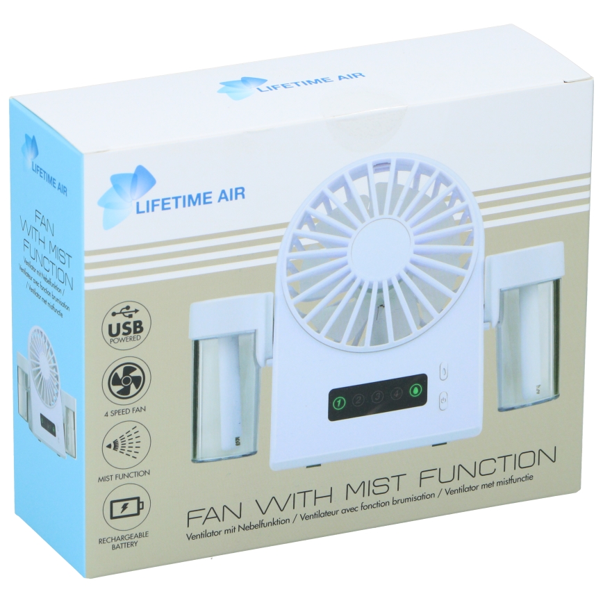 Uzlādējams galda ventilators ar miglas efektu 3,7V 1200 mAh