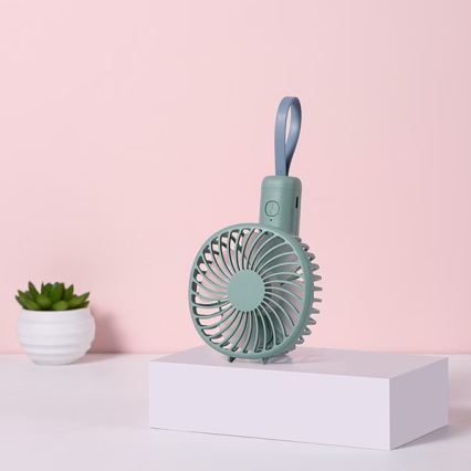 Uzlādējams kabatas ventilators 5W/5V 1200 mAh tirkīza