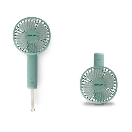 Uzlādējams kabatas ventilators 5W/5V 1200 mAh tirkīza