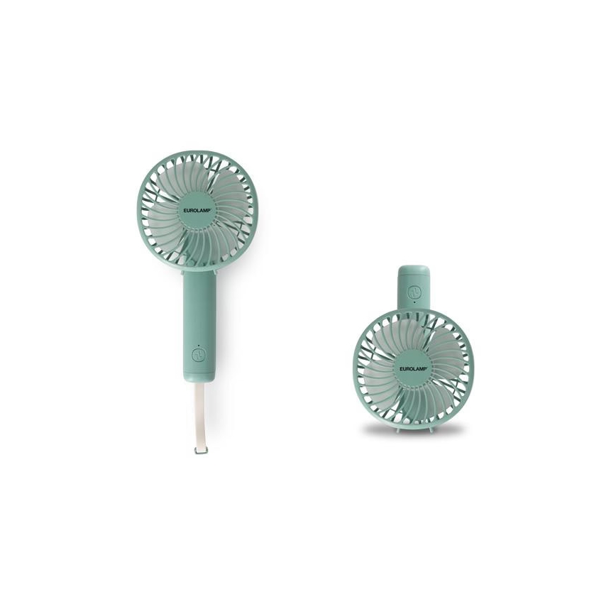 Uzlādējams kabatas ventilators 5W/5V 1200 mAh tirkīza