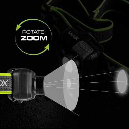 Uzlādējams LED galvas lukturis ar regulējamu spilgtumu LED/10W/5V/3xAAA IP66 800 lm 1000 mAh