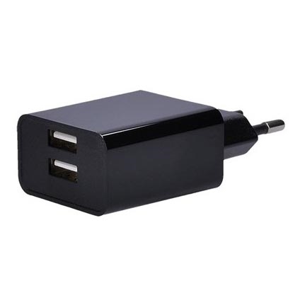 Uzlādes adapteris 2xUSB/3100mA/230V melns