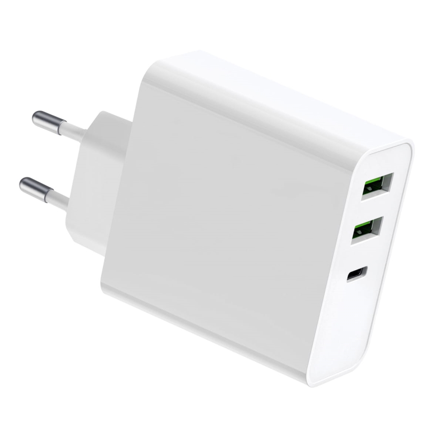 Uzlādes adapteris 2xUSB-A + 1xUSB-C Power Delivery 65W/230V balts