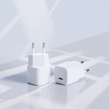 Uzlādes adapteris USB-C Power Delivery 20W/230V balts