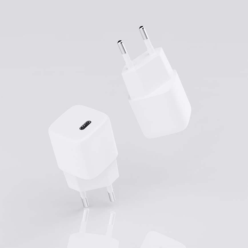 Uzlādes adapteris USB-C Power Delivery 20W/230V balts