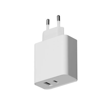 Uzlādes adapteris USB-C Power Delivery + USB-A 45W/230V balts